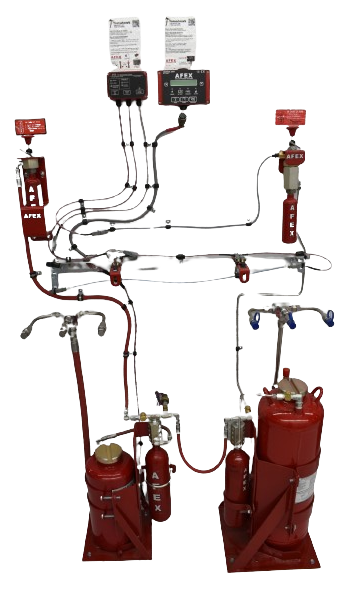 AFEX system fire suppression equipment and extinguishers